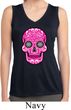 Ladies Pink Sugar Skull Dry Wicking Sleeveless Shirt