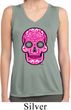 Ladies Pink Sugar Skull Dry Wicking Sleeveless Shirt