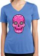 Ladies Pink Sugar Skull Dry Wicking V-neck