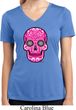 Ladies Pink Sugar Skull Dry Wicking V-neck