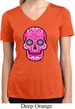 Ladies Pink Sugar Skull Dry Wicking V-neck