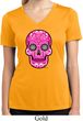 Ladies Pink Sugar Skull Dry Wicking V-neck