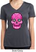 Ladies Pink Sugar Skull Dry Wicking V-neck