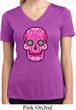 Ladies Pink Sugar Skull Dry Wicking V-neck