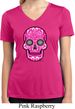 Ladies Pink Sugar Skull Dry Wicking V-neck