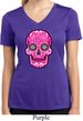 Ladies Pink Sugar Skull Dry Wicking V-neck