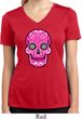 Ladies Pink Sugar Skull Dry Wicking V-neck