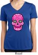 Ladies Pink Sugar Skull Dry Wicking V-neck