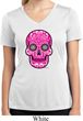 Ladies Pink Sugar Skull Dry Wicking V-neck