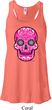 Ladies Pink Sugar Skull Flowy Racerback