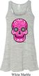 Ladies Pink Sugar Skull Flowy Racerback