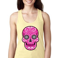 Ladies Pink Sugar Skull Ideal Racerback