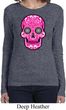 Ladies Pink Sugar Skull Long Sleeve Shirt