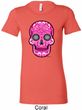 Ladies Pink Sugar Skull Longer Length Shirt