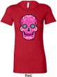 Ladies Pink Sugar Skull Longer Length Shirt