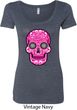 Ladies Pink Sugar Skull Scoop Neck Shirt