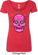 Ladies Pink Sugar Skull Scoop Neck Shirt