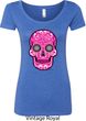 Ladies Pink Sugar Skull Scoop Neck Shirt