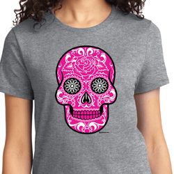 Ladies Pink Sugar Skull T-shirt