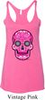 Ladies Pink Sugar Skull Tri Blend Racerback