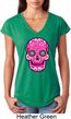 Ladies Pink Sugar Skull Tri Blend V-neck