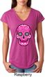 Ladies Pink Sugar Skull Tri Blend V-neck