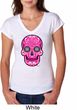 Ladies Pink Sugar Skull Tri Blend V-neck