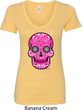Ladies Pink Sugar Skull V-Neck Shirt