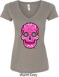 Ladies Pink Sugar Skull V-Neck Shirt