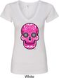 Ladies Pink Sugar Skull V-Neck Shirt