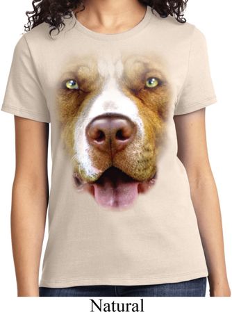 Ladies Pit Bull Shirt Big Pit Bull Face Tee T-Shirt