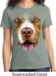 Ladies Pit Bull Shirt Big Pit Bull Face Tee T-Shirt