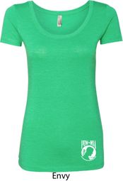 Ladies Pow Mia Bottom Print Scoop Neck Shirt