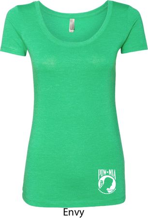Ladies Pow Mia Bottom Print Scoop Neck Shirt