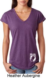 Ladies Pow Mia Bottom Print Tri Blend V-neck