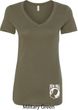 Ladies Pow Mia Bottom Print V-Neck Shirt