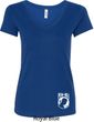 Ladies Pow Mia Bottom Print V-Neck Shirt