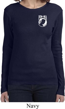 Ladies Pow Mia Pocket Print Long Sleeve
