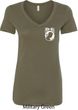 Ladies Pow Mia Pocket Print V-neck Shirt