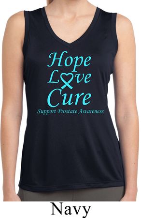 Ladies Prostate Cancer Hope Love Cure Dry Wicking Sleeveless Shirt