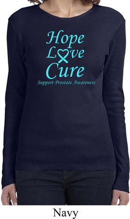 Ladies Prostate Cancer Hope Love Cure Long Sleeve
