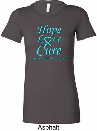 Ladies Prostate Cancer Hope Love Cure Longer Length Shirt