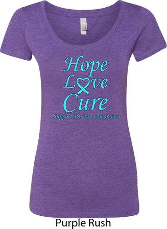 Ladies Prostate Cancer Hope Love Cure Scoop Neck