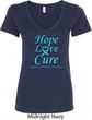 Ladies Prostate Cancer Hope Love Cure V-Neck