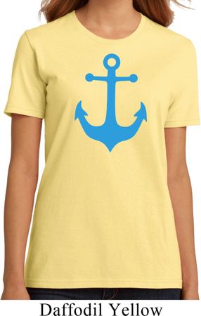 Ladies Sailing Shirt Blue Anchor Organic Tee T-Shirt