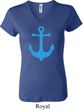 Ladies Sailing Shirt Blue Anchor V-neck Tee T-Shirt