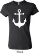 Ladies Sailing Shirt White Anchor Crewneck Tee T-Shirt