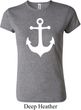 Ladies Sailing Shirt White Anchor Crewneck Tee T-Shirt