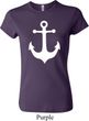 Ladies Sailing Shirt White Anchor Crewneck Tee T-Shirt
