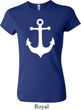 Ladies Sailing Shirt White Anchor Crewneck Tee T-Shirt